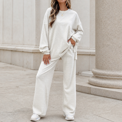 Stripella – Striped Pullover And Wide-Leg Pants Set