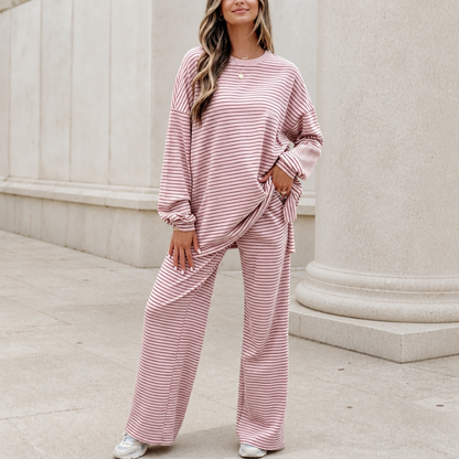 Stripella – Striped Pullover And Wide-Leg Pants Set