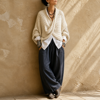 Crossovera – Chunky Knit Crossover V-Neck Sweater