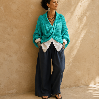 Crossovera – Chunky Knit Crossover V-Neck Sweater