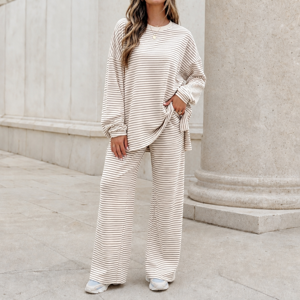 Stripella – Striped Pullover And Wide-Leg Pants Set