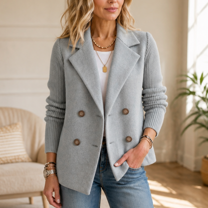 Doublene – Knit-Sleeve Double-Breasted Blazer