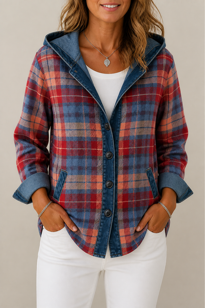 Havelyn – Denim-Trim Hooded Knit Cardigan