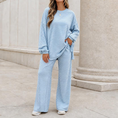 Stripella – Striped Pullover And Wide-Leg Pants Set