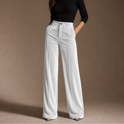 Plushara – Velvet High-Waisted Wide-Leg Trousers