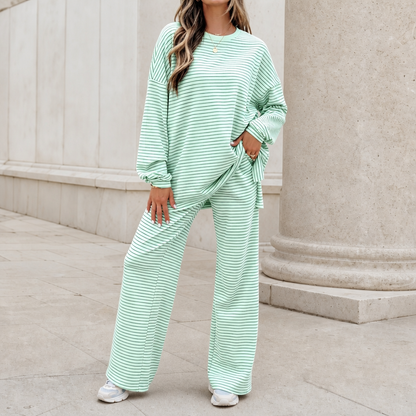 Stripella – Striped Pullover And Wide-Leg Pants Set